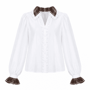 Blouse with Cheetah Ruffled Cuffs & Collar