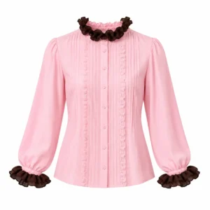 Pink Pinstripe Top With Cheetah Ruffle